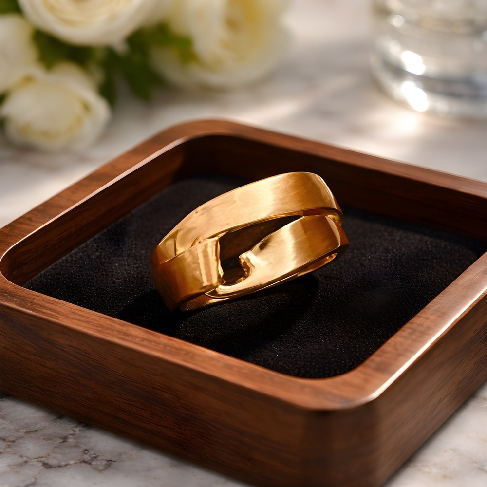*NEW* Elegant 925 Silver Gold Toned Women's Twist Ring